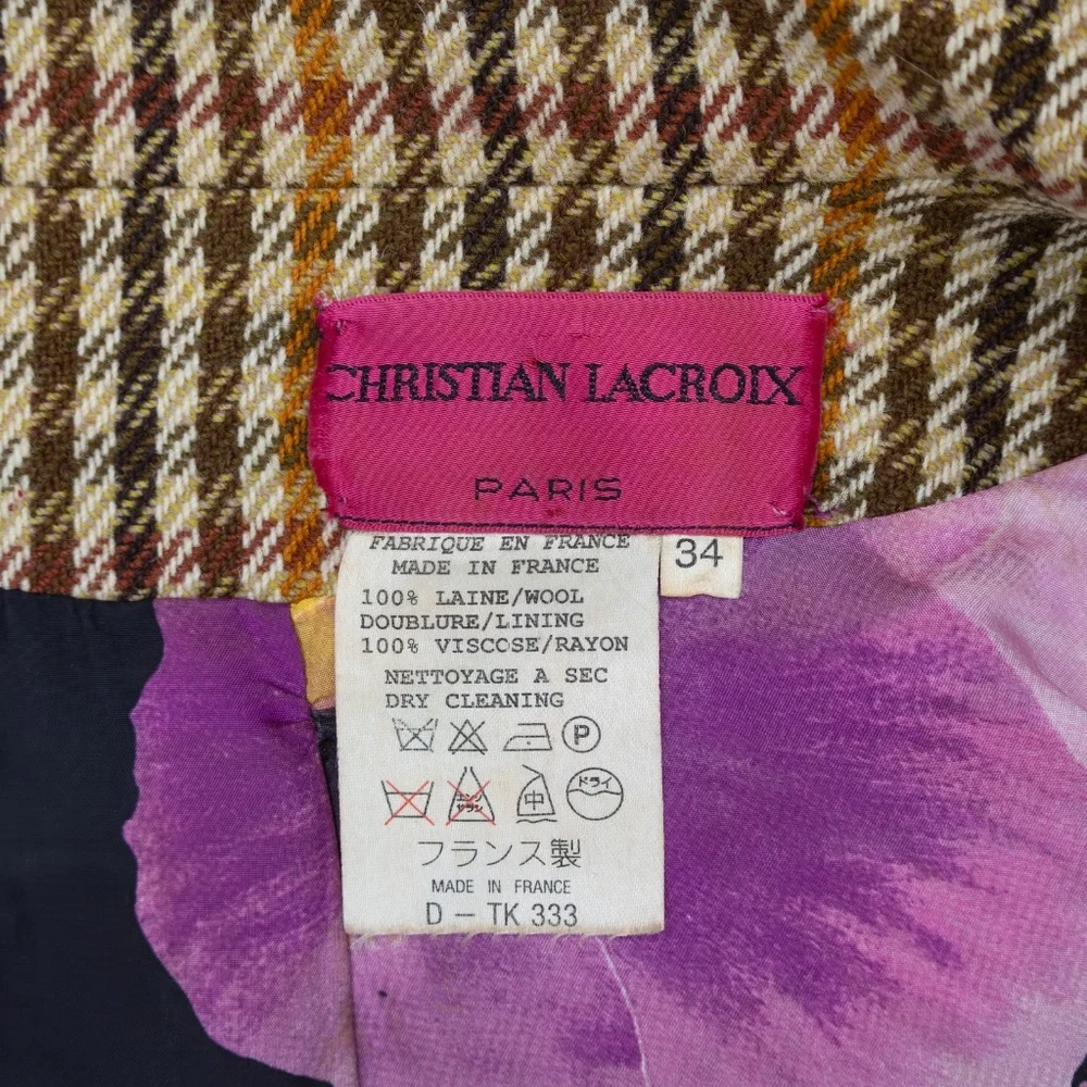 Vintage Christian Lacroix Paris Embroidered Floral Wool Jacket & Skirt Set F - Picture 7 of 7